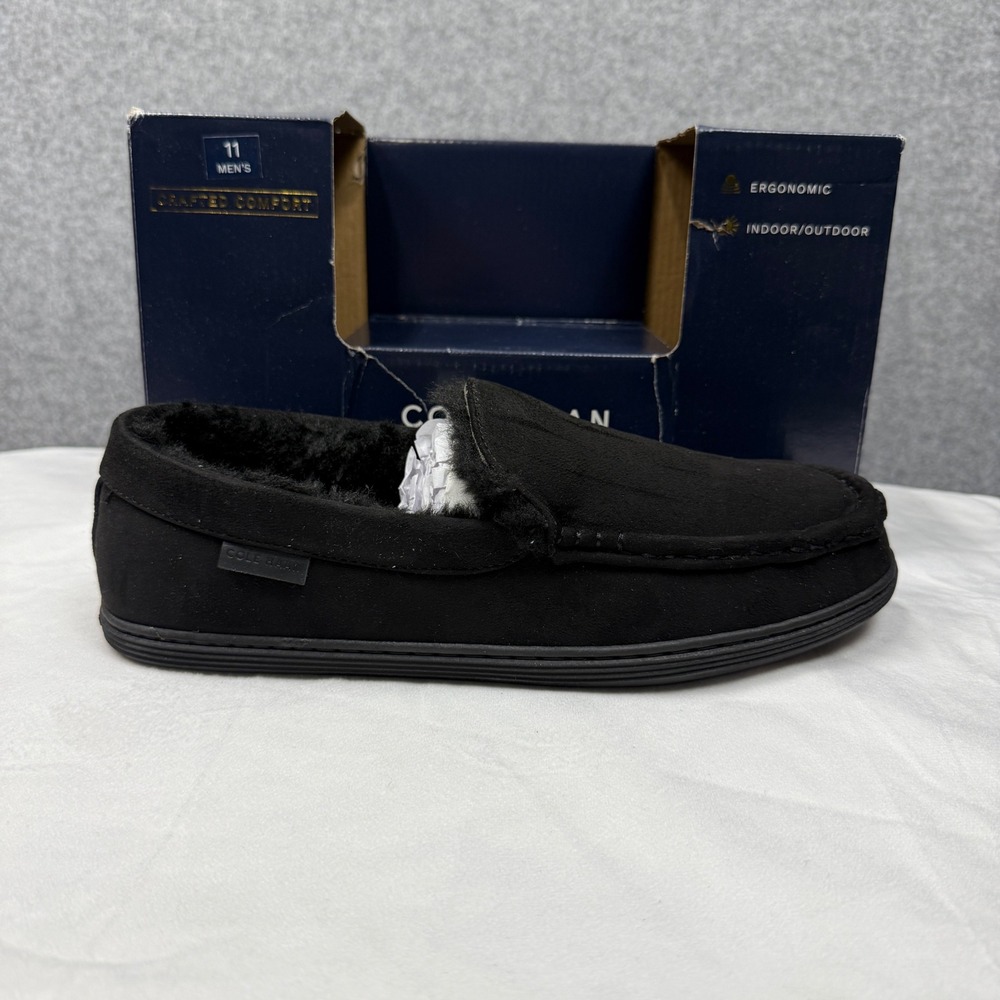 Cole Haan Mens Microsuede Venetian Slippers Caviar Black 104874 Size 11 NEW - Picture 7 of 10